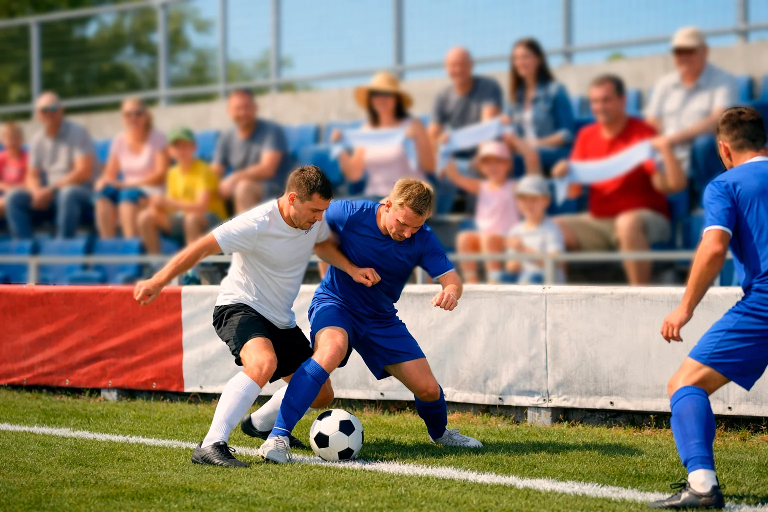 Match de football en journée avec ambiance détendue