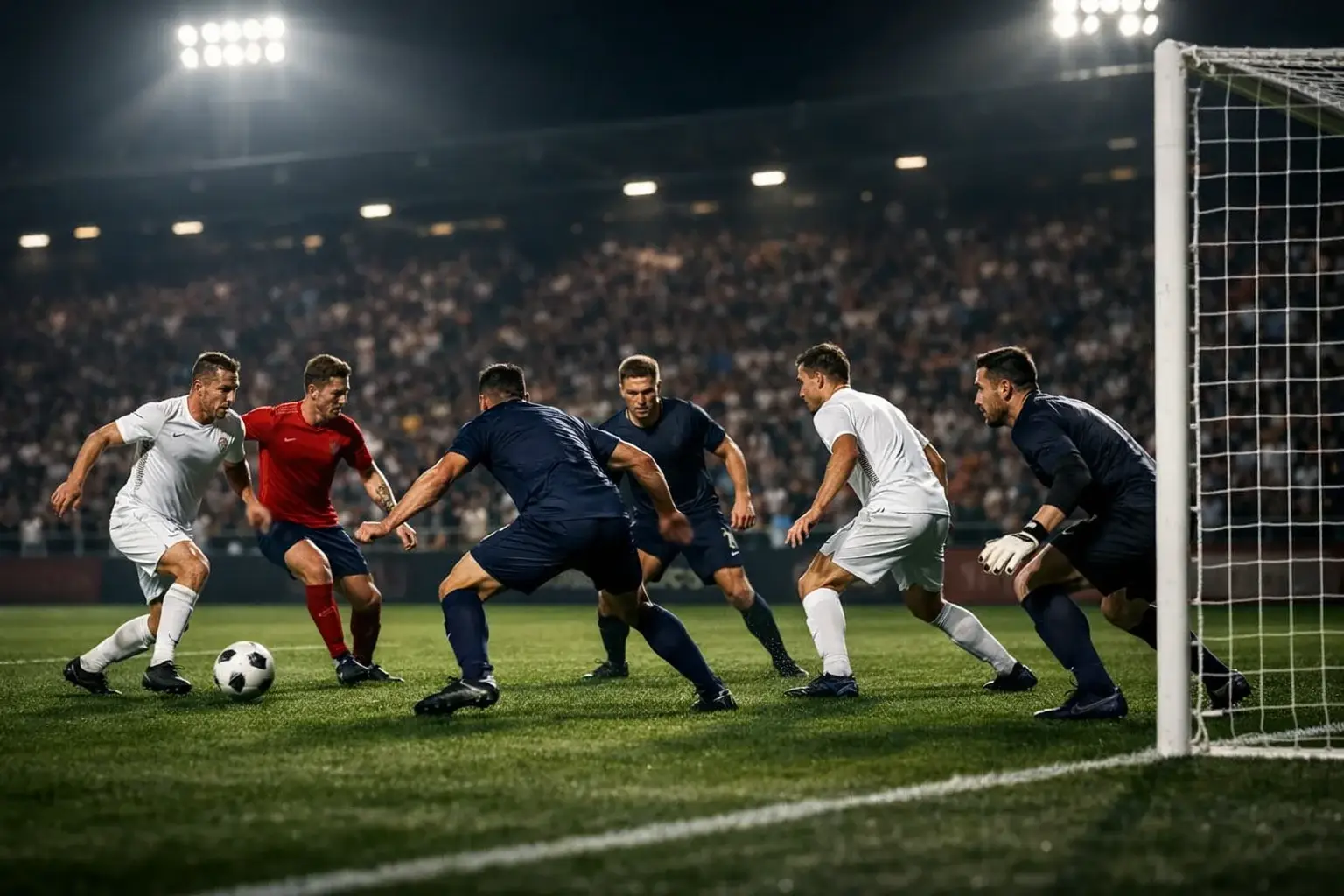 Match de football avec de nombreuses occasions de but