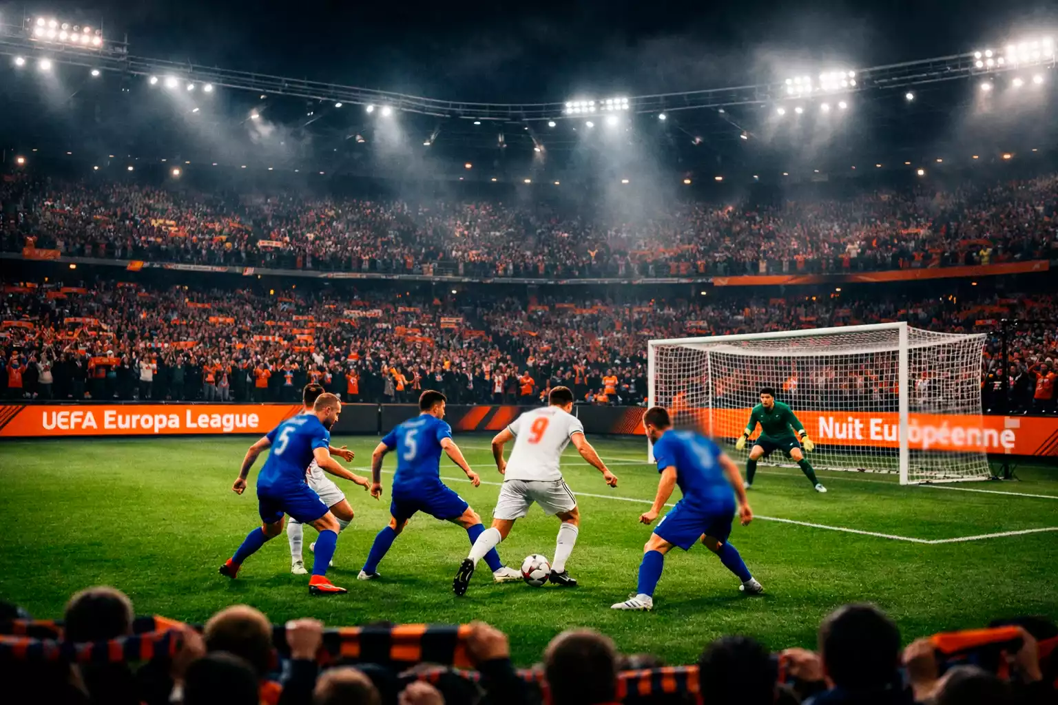 Match européen de l'Olympique Lyonnais sous les projecteurs