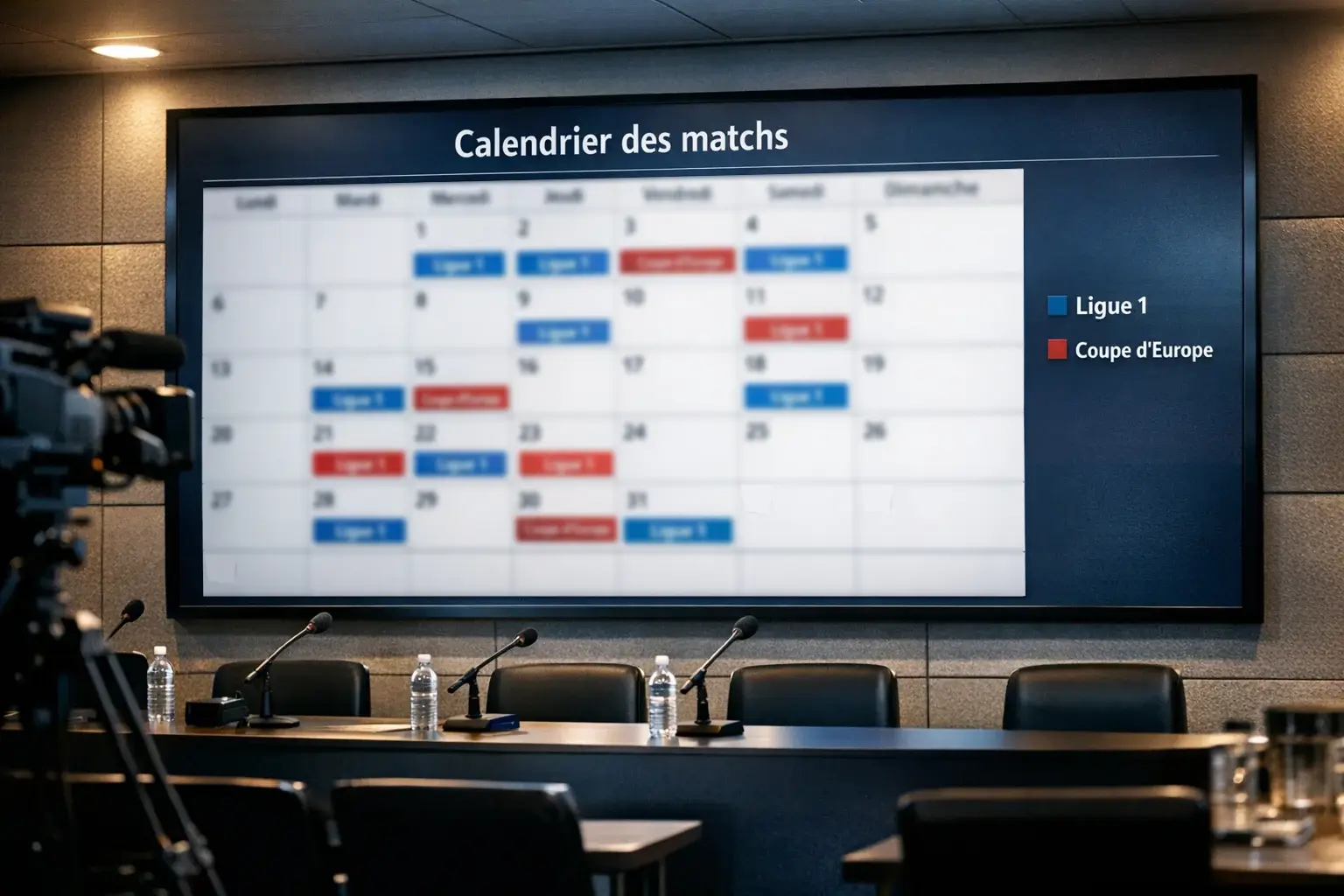Calendrier de matchs d'une équipe de football professionnelle