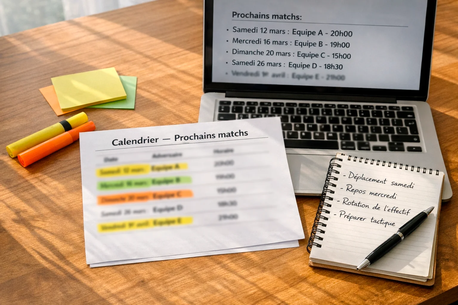 Analyse de calendrier sportif avec données de matchs
