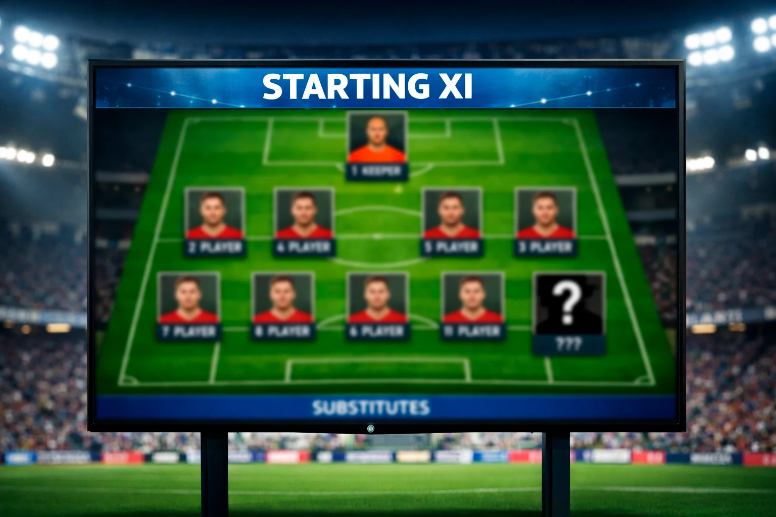 Équipe de football avec un joueur absent dans la composition