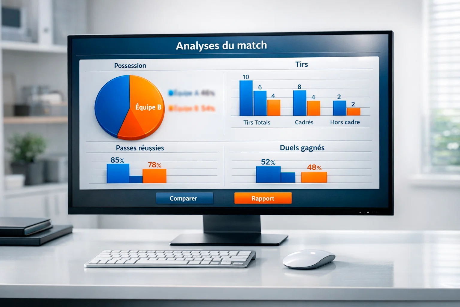 Analyse de données sportives sur écran d'ordinateur