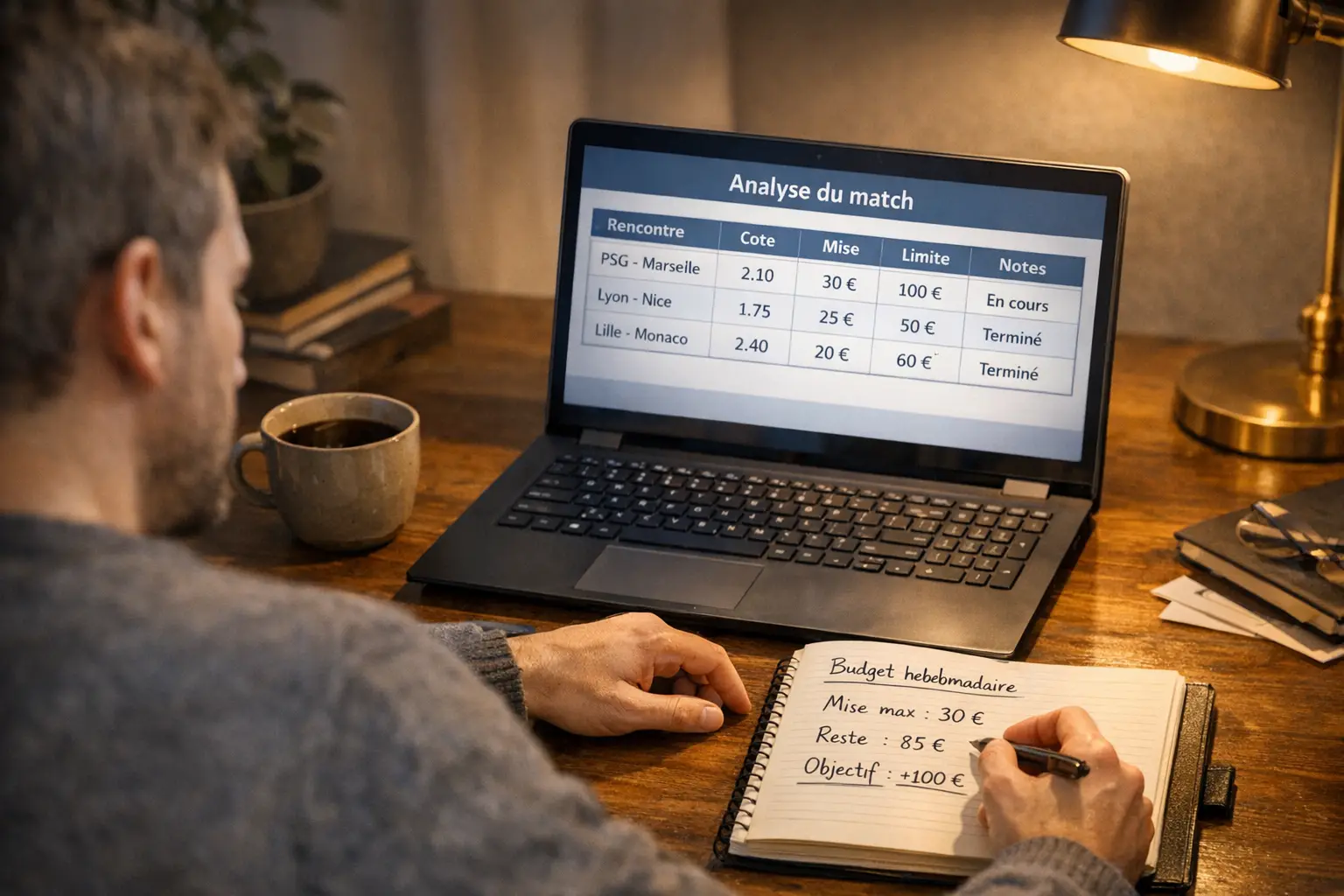 Personne gérant son budget de paris sportifs sur ordinateur