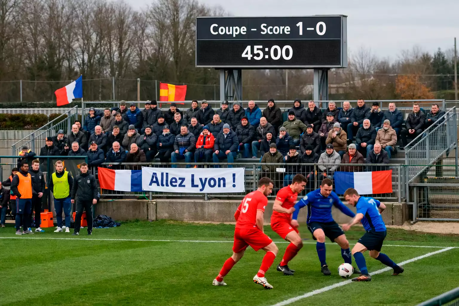 Stade de club amateur lors d'un match de Coupe de France