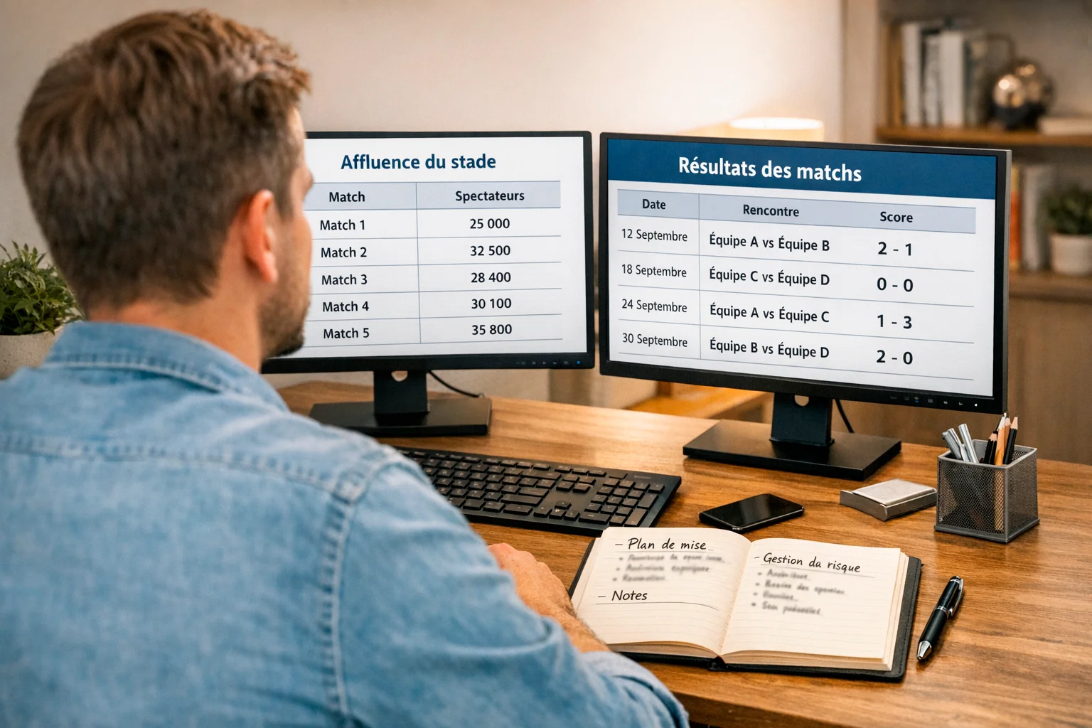 Analyste préparant ses pronostics pour un match au Groupama Stadium