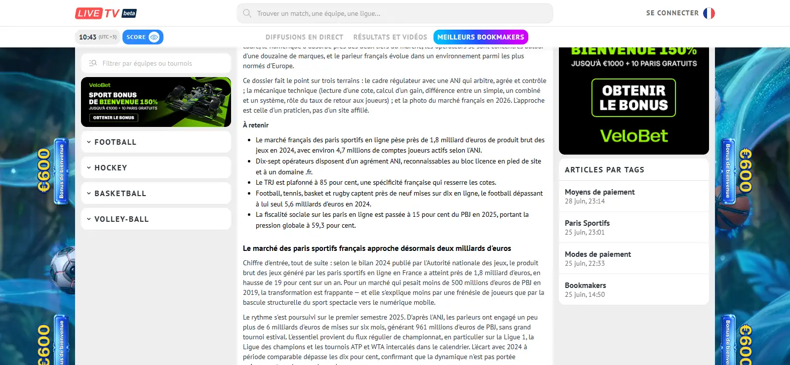 Rubriques de guides sur les paris sportifs français